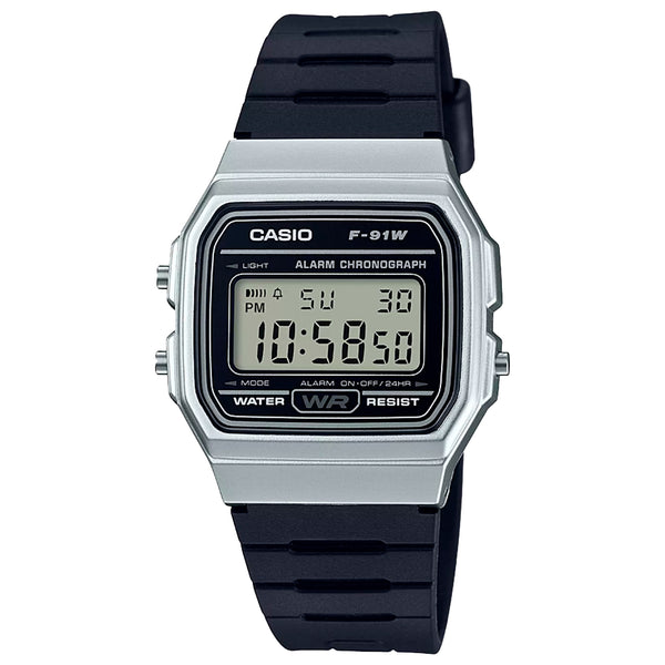 Schone Casio F91 WM 7A Uhr fur Unisex mit Zifferblatt in Schwarz und Harz Armband. Watch2day