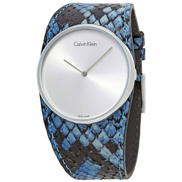 Schöne Calvin klein K5V231V6 Uhr für Damen mit Zifferblatt in Silber und  Leder Armband. – Watch2day